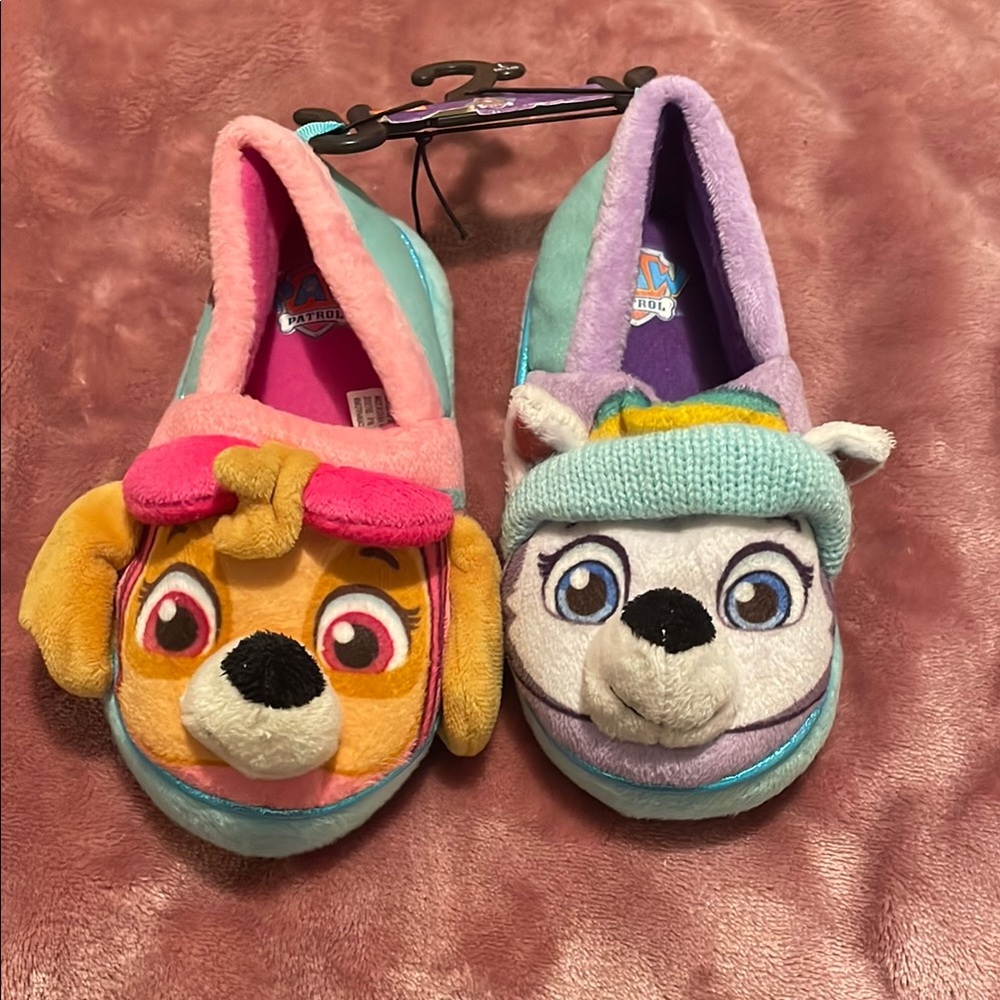 Paw Patrol Skye and Everest Slippers - Pink and Purple